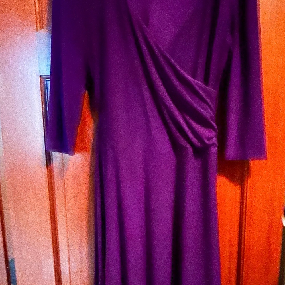 NWOT Faux wrap stretchy purple dress- Christmas, work, date night